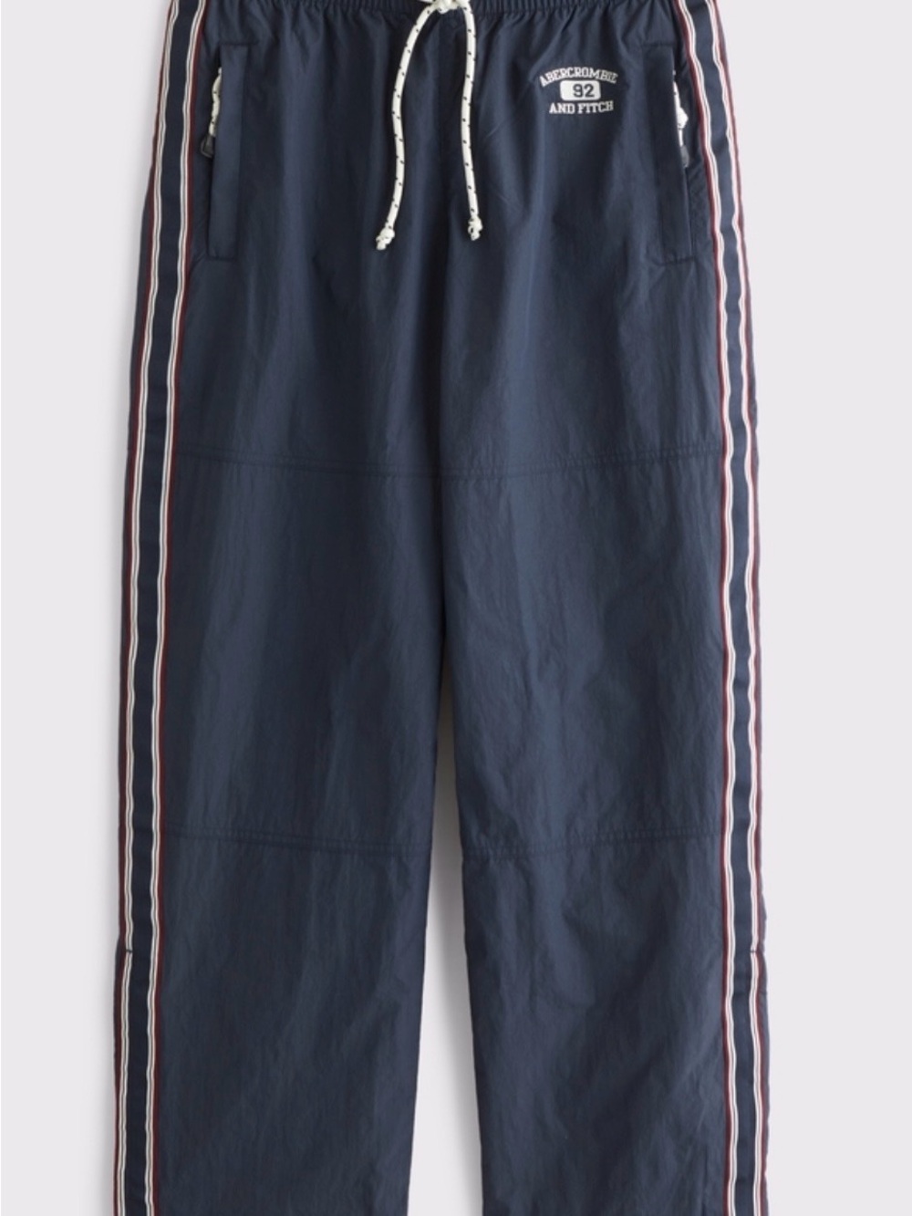 Abercrombie & Fitch Navy Baggy Track Pants with Red & White Side Stripes